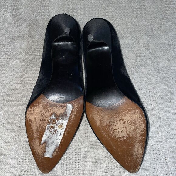 Stuart Weitzman Women’s Dress Pumps Size 7.5 B Black Velvet Going Out Party - Picture 6 of 12